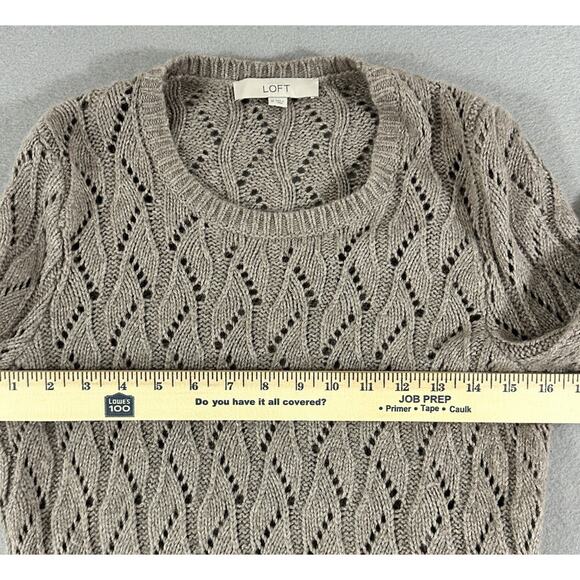 Ann Taylor Loft Angora Blend Wool Cotton Open Knit Pointelle Sweater Women’s Med - Picture 7 of 9